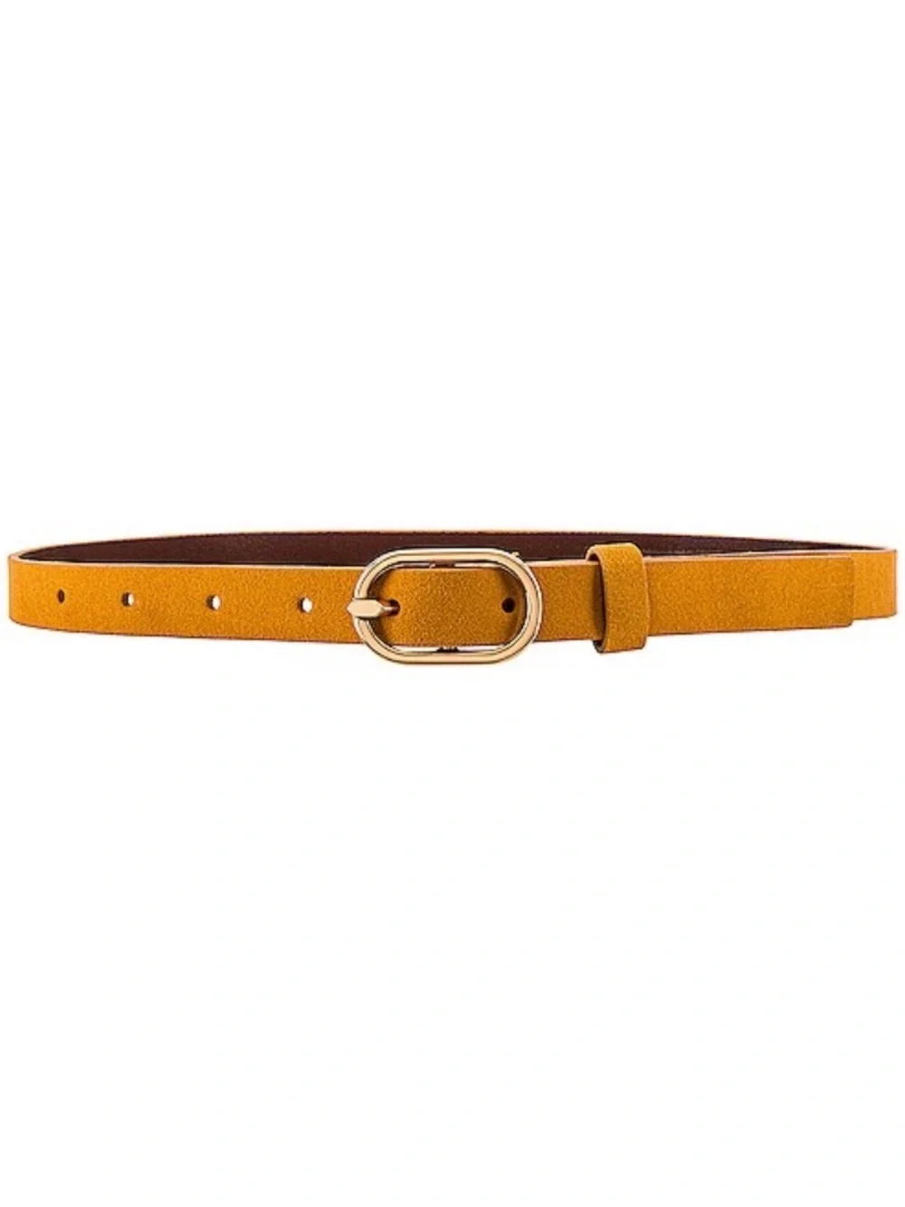 Frame Leather Suede Petit Oval Buckle Belt In Mustard